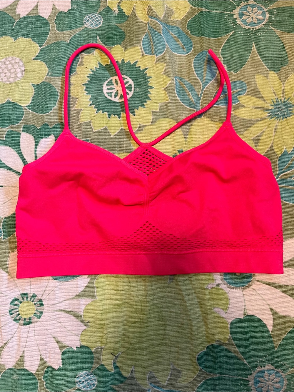 Hot pink bralette with mesh detail